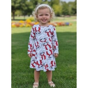 Stitch Toddler Girls Allover Print Dress with Long Sleeves, Sizes 18M 2T 3T 4T